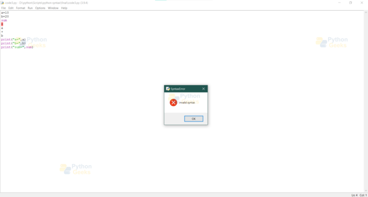 Python Syntax with Examples - Python Geeks
