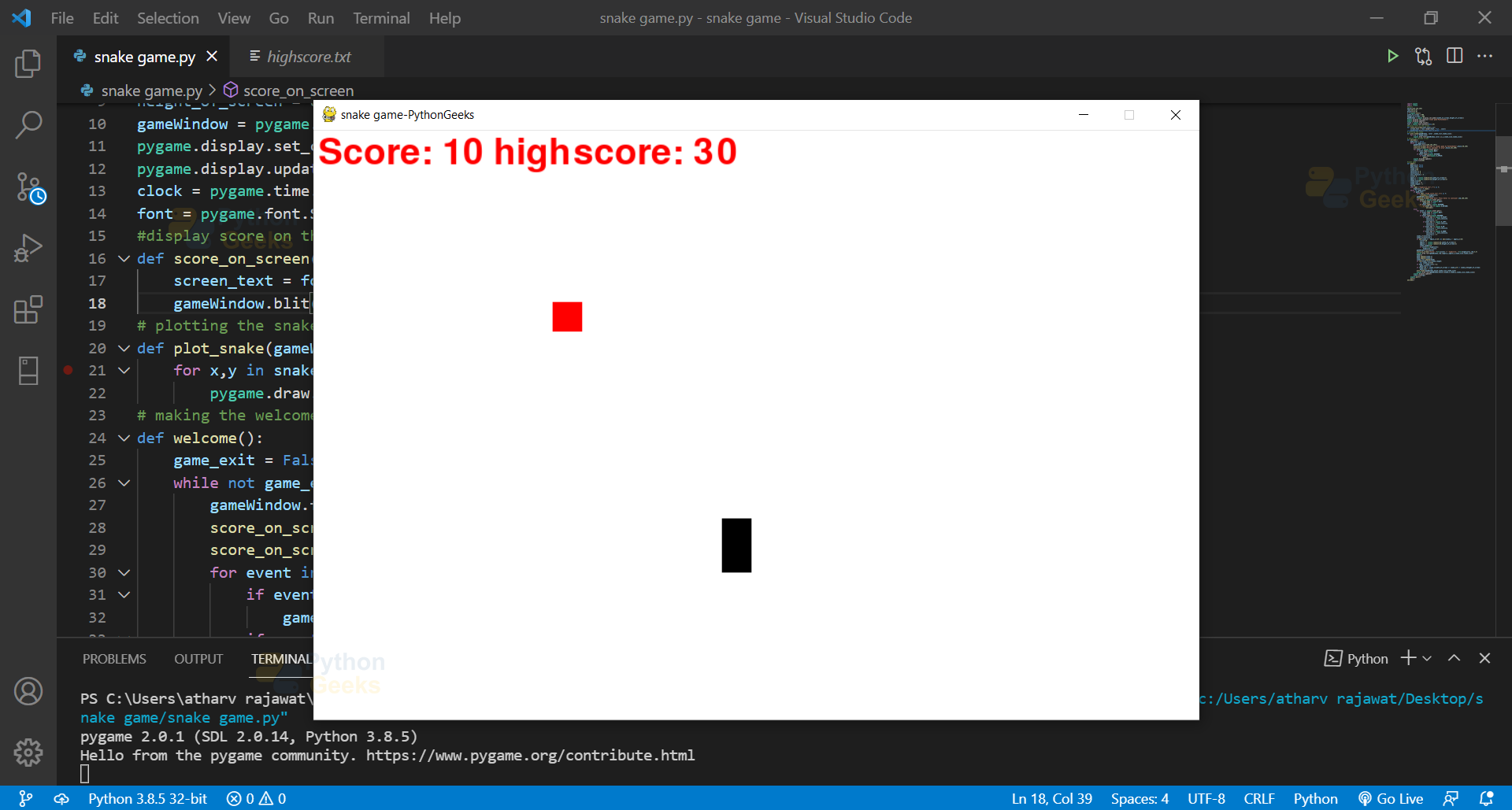 pygame: concluindo nosso Snake Game