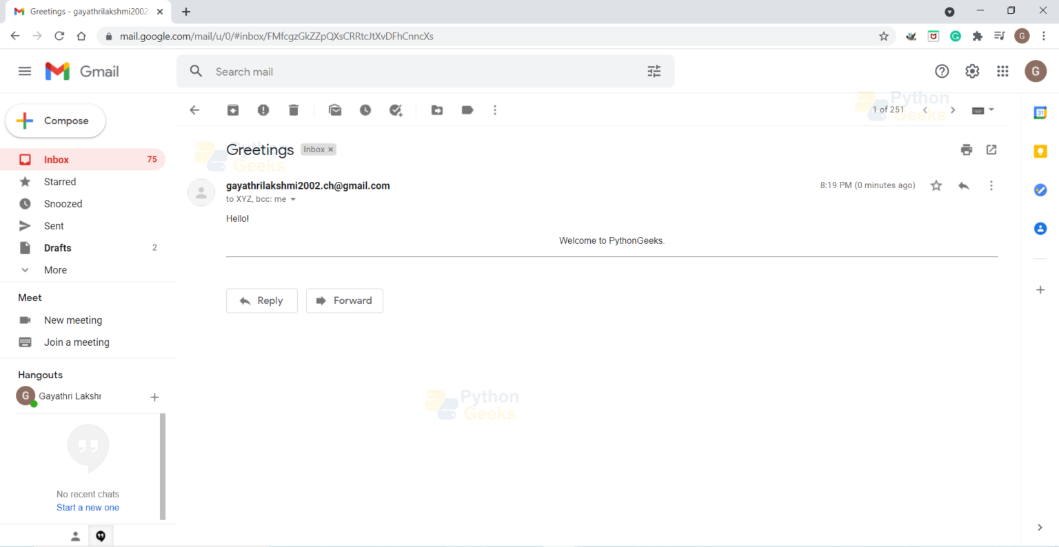 Send Email using Python - Python Geeks