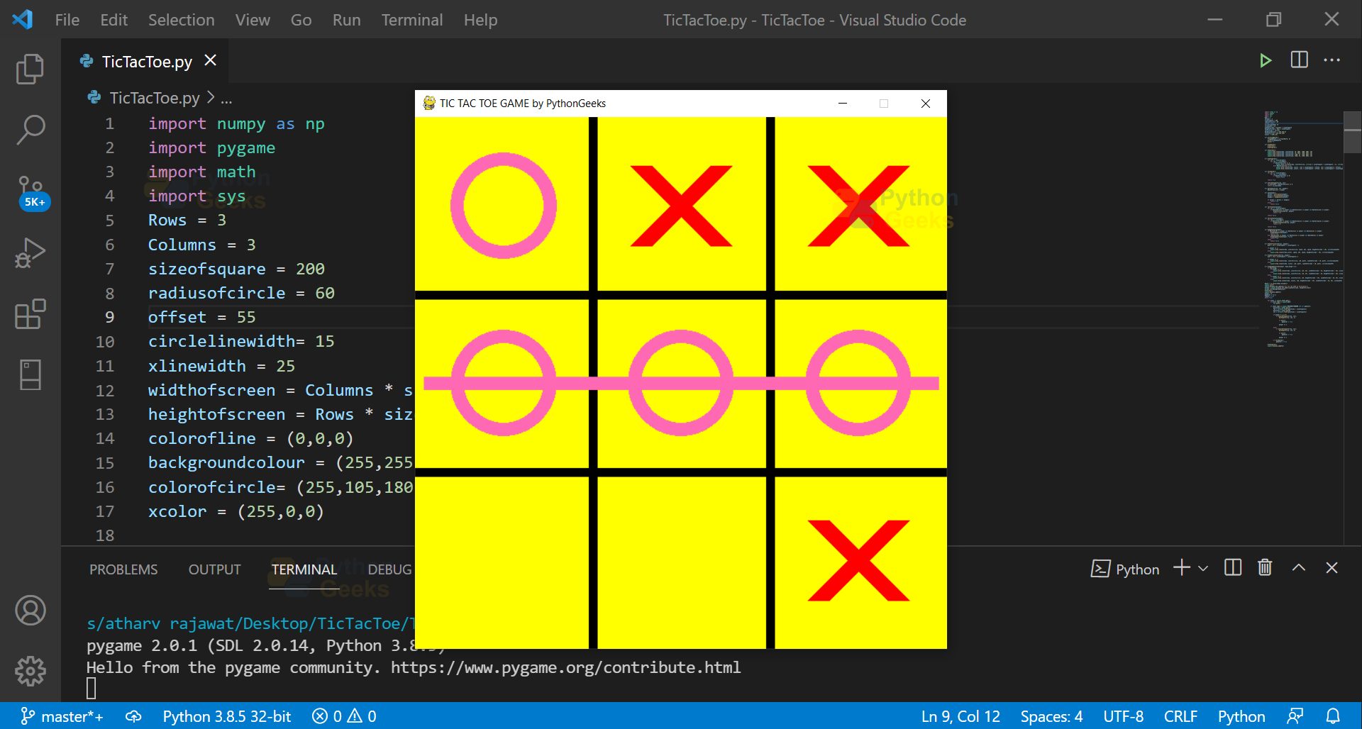 tic tac toe grid to type in